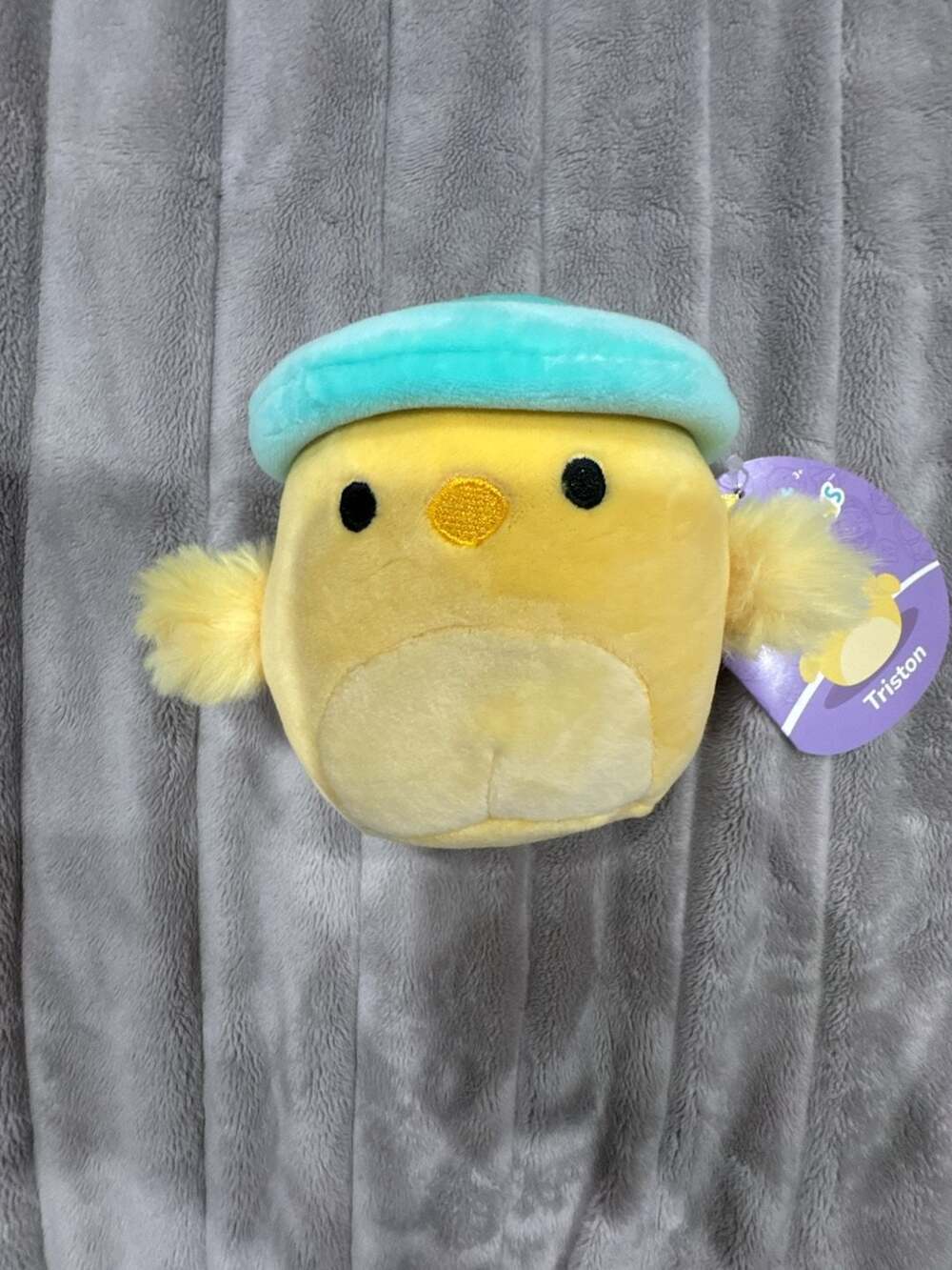 Squishmallows Triston the Yellow Chick with Teal Bucket Hat Plush